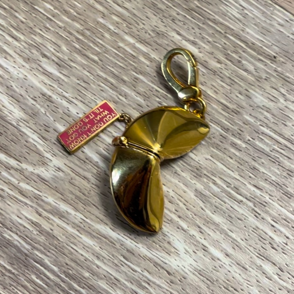 RARE Juicy Couture Gold Fortune Cookie Charm Keychain